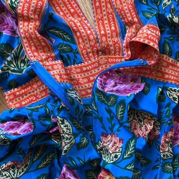 Farm Rio Blue Pineapple Garden Kaftan Maxi Dress Size XXS NWT - Picture 12 of 15